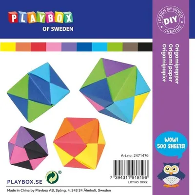 Produktbild von Set mit 500 Blatt Origami-Papier, 15*15 cm, 10 Farben, für Kindergarten und Schule