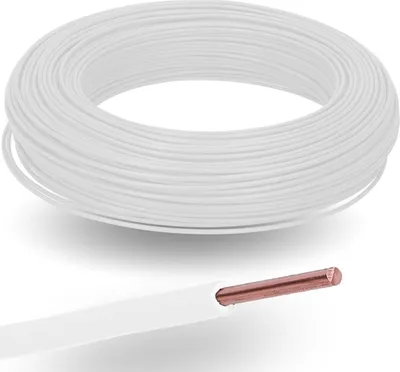 Imagen del producto de 100 metros de cable Kalitec H07V-U, 1x1,5 mm², blanco, en caja. Cable de PVC ignífugo, unipolar, de 1,5 mm². Cable rígido, 450/750 V. Cable de conexión para instalaciones internas en máquinas e iluminación