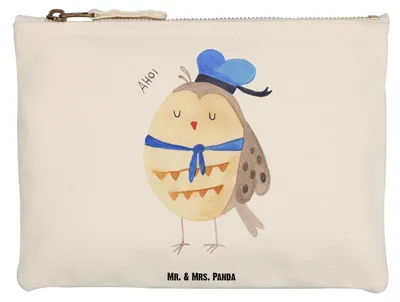 Produktbild von Mr. & Mrs. Panda beauty case Eule Matrose Grösse XL Große - Weiß - Geschenk, Heimathafen, Kulturbeutel, Owl, pencil, kosmetiktäschchen, Freundin, Etui, Stiftemäppchen