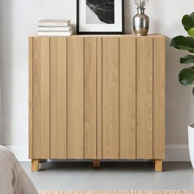 Produktbild von Sideboard aus Holzwerkstoff mit 2 Türen und Füßen aus Kiefernholz, | B80 x T35 x H80 cm