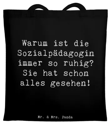 Produktbild von Mr. & Mrs. Panda Schultasche Spruch Sozialpädagogin Ruhe - Schwarz - Geschenk, Beruf, Jutebeutel, Tasche, Erwachsenenhilfe, Berufsliebe, Laptoptasche, Shopping, Uni