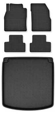 Produktbild von Gummimatten + Kofferraumwanne für Opel Astra J 2012-2018 (Limousine) – Schwarz, Semi-Universal, angepasst – Wielganizator Semi-Universal