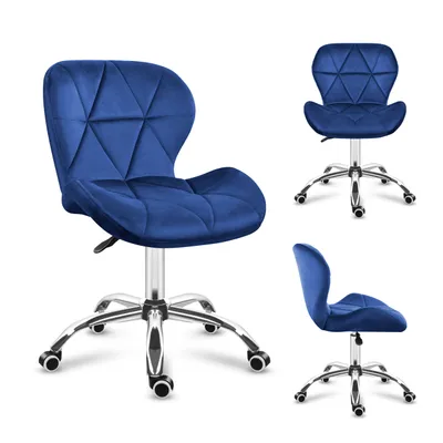 Produktbild von MARK ADLER Future 3.0 | Drehstuhl Bürostuhl Polsterstuhl | Höhenverstellbar bis 130 kg belastbar Samt Velours | Homeoffice Schminktisch | Navy Blau