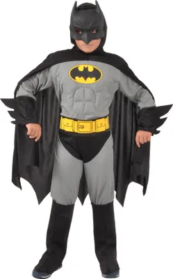 Obrázek produktu pro Klasický kostým Batmana pro chlapce, oficiální DC Comics (velikost 10-12 let) s vycpanými svaly