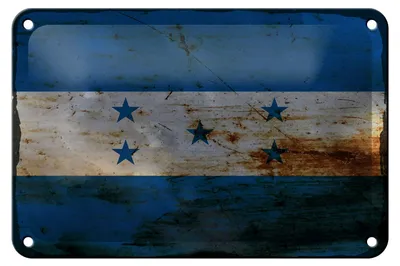 Produktbild von Blechschild Flagge Hondura 18x12cm Flag of Honduras Rost Dekoration
