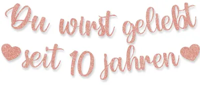 Geburtstagsbanner Mädchen 10 Jahre, rosa, Glitzerkarton, 50 Teile