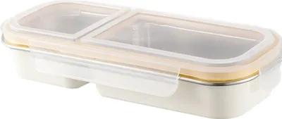 Produktbild von Snackbehälter aus Edelstahl, unterteilte Gewürzbox mit Deckel, Lunchbox mit auslaufsicheren, versiegelten Fächern, wiederverwendbarer Lebensmittelbehälter für die Schule, zu Hause oder auf Reisen