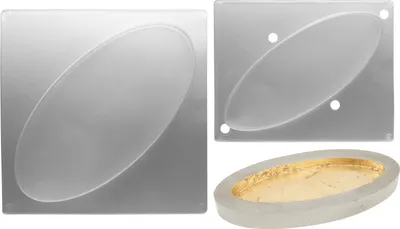 Produktbild von Gießform Ellipse 2-teilig, für Schalen mit Vertiefung, 29x14 cm & 23,5x9 cm, Tiefe 3,5 cm, 1100/550 ml