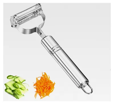 Produktbild von Kartoffelschäler, Universalschäler aus Edelstahl für Obst und Gemüse - Schäler mit Julienne, geeignet für Links- und Rechtshänder - 3in1 Funktion