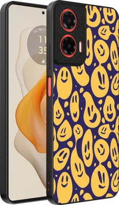 Produktbild von Smartphonica Handytasche Passend für Motorola Moto G Stylus 2024 mit Smiley Druck - TPU Rückseite Hülle Emoji Design - Lila Gelb