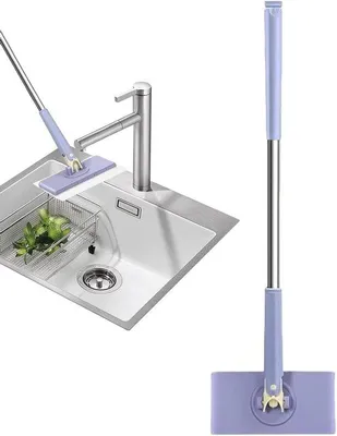 Produktbild von Famanu Badmopp Tragbare Wischmop - Automatischer Tuchwechsel - 70-95 cm - Lila