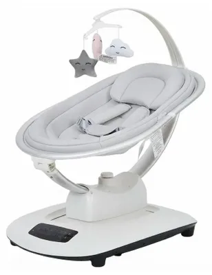Produktbild von Babyschaukel - Elektrische Babywippe - 5 Bewegungsmodi - 5 Geschwindigkeiten - 5-Punkt-Gurt - Fernbedienung - Integrierte Musik - Verstellbare Rückenlehne - Hellgrau