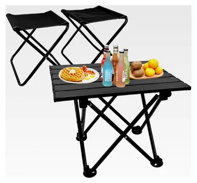Produktbild von Klappbarer Campingtisch mit zwei Stühlen für Outdoor-Aktivitäten
