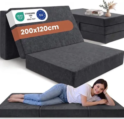 Produktbild von Klappmatratze Camper Wohnmobil-Matratze Faltmatratze 200x120x10cm grau