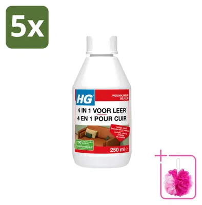 Produktbild von 5 x HG 4-in-1 Lederpflege - Reinigt, pflegt und schützt - 250 ml - Sparpackung - 5 Stücke