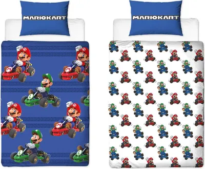 Immagine prodotto di Set di biancheria da letto in microfibra per bambini Super Mario - Copripiumino 140x200 cm e federa 70x70 cm