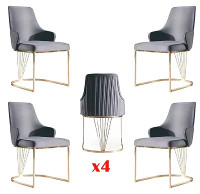 Produktbild von Gruppe Set 4x Sessel Stuhl Design Stoff Polster Stühle Gastro Esszimmer Textil