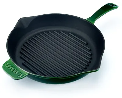 Grillpfanne, rund, 28 cm, emailliert, Majolic Green, Gusseisen