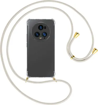 Produktbild von Handykette Backcover-Schutzhülle mit Band (Metall goldfarben) für Honor Magic 5 Pro (6.8'') - broken white