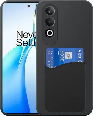 Image de Convient pour OnePlus Nord CE 4 Phone Case with Silicone Card Holder - Flexible Back Cover Case Silicone TPU with Silicone Cardslot - Black - Smartphonica