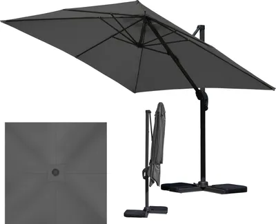 Produktbild von TolleTour Sonnenschirm Ampelschirm Ø3m drehbar,neigbar,360° Rotation,Marktschirm,Grau