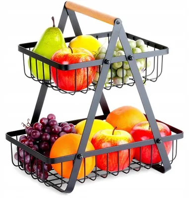 Produktbild von Vilde Zweistöckiger Metall-Obstkorb Schwarz Küche