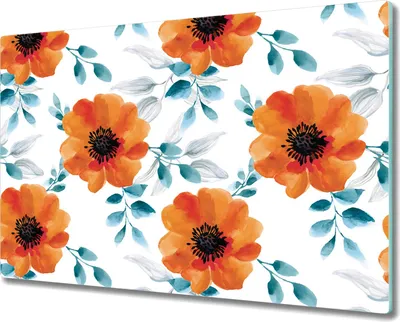 Produktbild von Glas-Herdabdeckplatte Glaskeramikkochfeld-Abdeckung Spritzschutz - 80x52 cm - Aquarell Mohnblumen