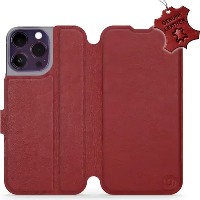 Produktbild von Echtleder Handyhülle für iPhone 14 Pro Max, Mobiwear Leather, Dunkelrot