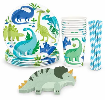 Produktbild von Partyset 52 tlg. Dinosaurier Geburtstag Kindergeburtstag Deko Dekoration