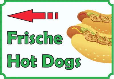 Produktbild von Frische Hot  Dogs  Schild mit Pfeil links A2 (420x594mm)