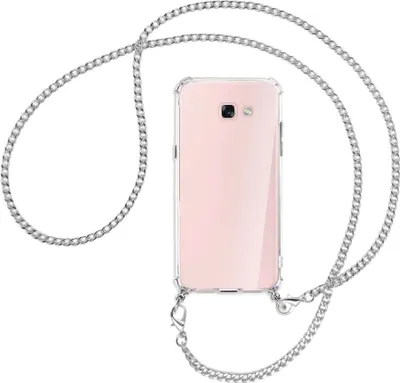 Produktbild von Handykette Backcover-Schutzhülle mit Band (Metall silberfarben) für Samsung Galaxy A7 2017 - silberfarbene Kette