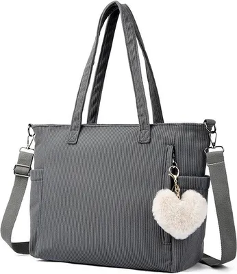 Productafbeelding van Cord Tote Bag, grote shopper tas - Grijs