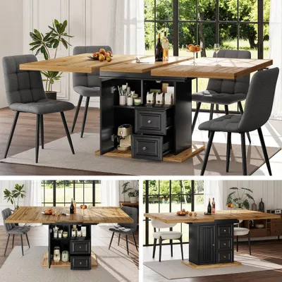 Image de Table extensible en bois, design élégant, d'une longueur allant de 110 à 140 cm, idéale pour différents espaces