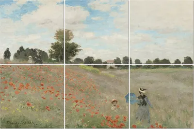 Produktbild von Legendarte - Multipanel Bilder Mohnfeld bei Argenteuil - Claude Monet cm. 100x150 (6 Stück)