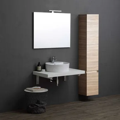 Produktbild von Badmöbelset 90cm mit Aufsatzwaschbecken und Hochschrank | Valentina