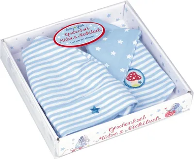 Produktbild von Coppenrath 13975 - Die Spiegelburg - Baby Glück - Geschenkset, Mütze & Nickituch, hellblau
