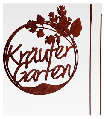 Produktbild von Gartenschild Kräutergarten, Gartendeko Rostoptik, Gartenstecker aus Edelrost, Rost Deko für den Garten