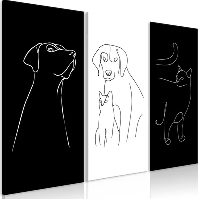 Produktbild von Italienischer Leinwand Leinwandbild - Domestic Animals (3 Parts) 120x80 cm Tiere g-A-10050-b-a