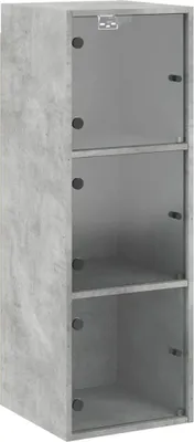 Produktbild von vidaXL Wandschrank mit Glastüren Betongrau 35x37x100 cm