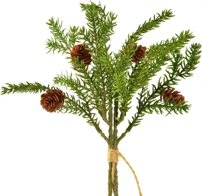 Produktbild von Künstlicher Tannenzweig mit Zapfen für Weihnachtsdekoration, 4 Stück