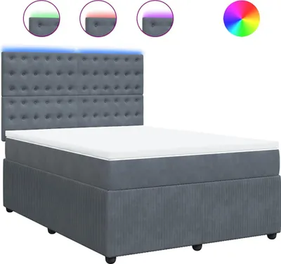 Produktbild von vidaXL Boxspringbett mit Matratze Dunkelgrau 160x200 cm Samt
