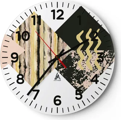 Produktbild von Wanduhr - Rund - Glasuhr - Abstraktion Diamant Gürtel - 30x30cm - Schleichendes Uhrwerk - Lautlos - zum Aufhängen bereit - Dekoration Modern - Wanddekoration aus Glas - C4AR30x30-4303