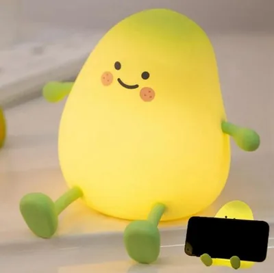 Produktbild von Nachtlicht Kinder Dimmbar, Kawaii Mango Lampe LED Nachtlicht, USB wiederaufladbar, Nachtlicht aus Silikon, Touch Nachtlampe, Handyhalter Nachtlicht