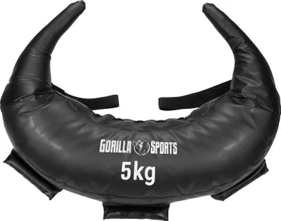 Produktbild von GORILLA SPORTS® Bulgarian Bag - 5kg, 5 Schlaufen, aus Kunstleder, Schwarz - Sandsack, Bulgarische Tasche, Power Bag, Sand Sack, Krafttraining, Fitness