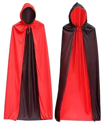 Zdjęcie produktu dla Peleryna wampira dwustronna czarno czerwona kostium halloween tatuaże