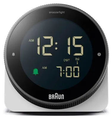 Produktbild von Braun BC24W-DCF, Tisch, Funkgesteuerte Uhr, Rechteck, Schwarz, Weiß, LCD, Grün/Weiss
