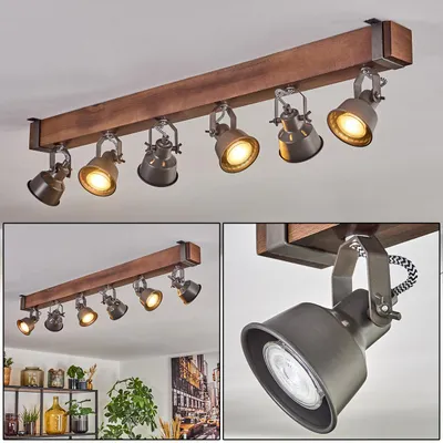 Produktbild von Villanuova Deckenlampe aus Metall/Holz in Grau/Dunkelbraun