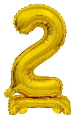 Zdjęcie produktu dla Balon foliowy cyfra 2 złoty dekoracja urodzinowa 38 cm
