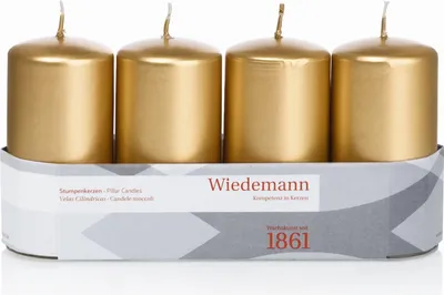 Produktbild von INNA-Glas Adventskerzen JENARO, 4 Stück, gold, 10 cm, Ø5 cm, 23h -  Germany - Weihnachtskerzen