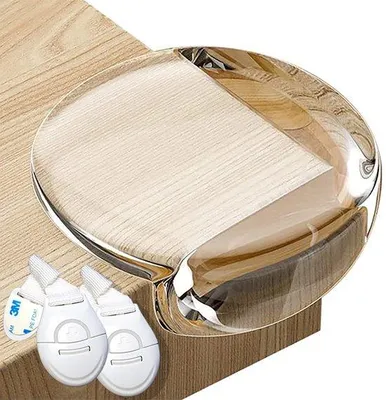 Productafbeelding van Unyqoos® Transparante hoekbeschermers en ladesluitingen – Veiligheidsset voor baby's (12 hoekbeschermers, 2 ladesluitingen, 6 reserve plakpads), BPA-vrij